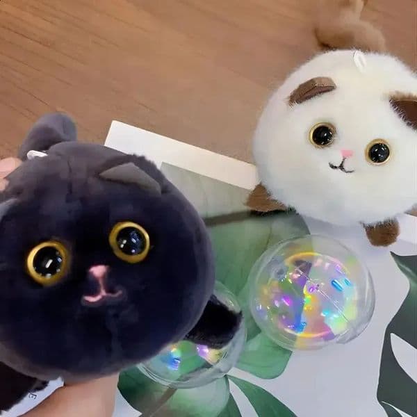Wagging Tail Cute Cat Toy Plush Doll Key Rings Door And Bag Pendant Cartoon Animal Fashion Girls Keychain Chain Gift 250822BANJIA