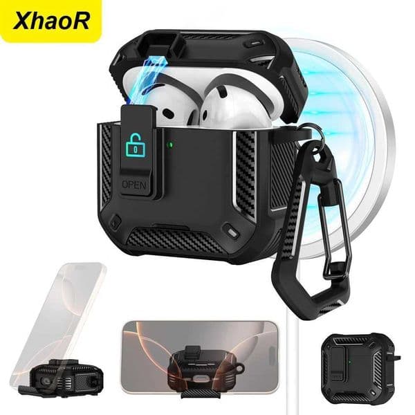 Magnetic Automatic Switch Earphone Cover For wireless headset Pro 2 4 ANC Case Full Body Protection Shockproof With Hook Phone Holder Box X250822