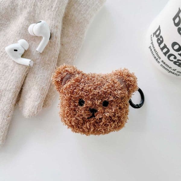 3D retro bear plush big earphone case for wireless headset 3 2 pro 1 2nd wireless bluetooth charging box cute cartoon soft cover X250822