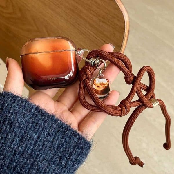 Retro brown coffee imd earphone case bracelet pendant cover for wireless headset 4 3 2 1 pro 2nd wireless bluetooth charging box X250822