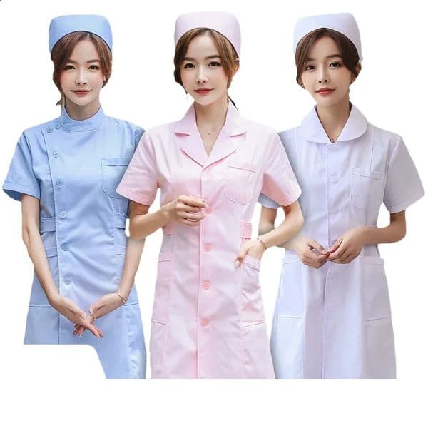 Nurse Uniform Longsleeved Doll Suit Collar White Coat Shortsleeved Twopiece Work Clothes Hospital Stand 250823