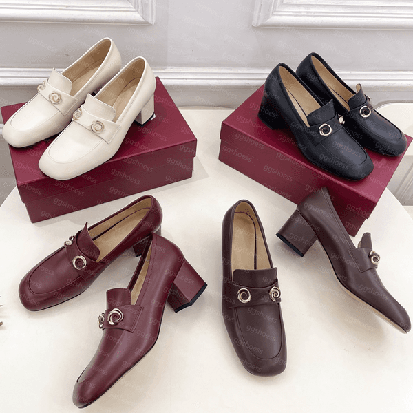 Women Loafer Pumps Luxury Designer Dress Shoes Heels Platform Top-Quality Genuine Leather Chunky Heels Loafer
