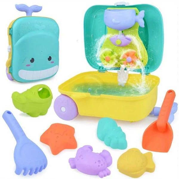 Beach Toys for Toddlers Toddler Sand Toys Set with Water Wheel Animal Molds Watering Can Sand Scoop in Cute Case Summer Travel W250823