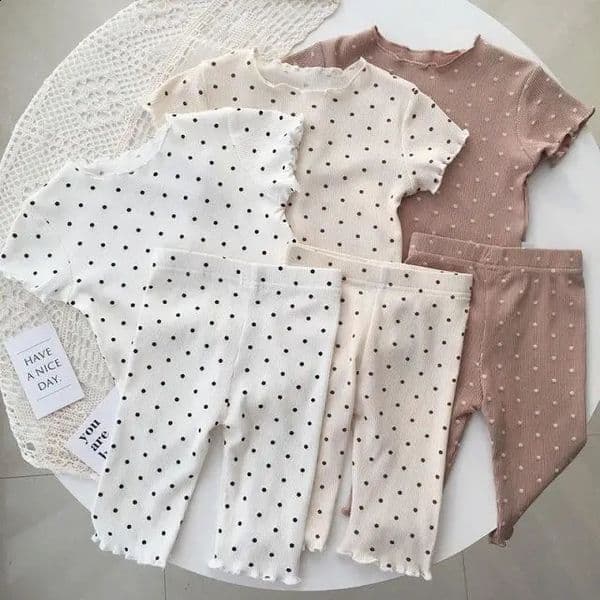 Korean Home Clothes Baby Girls Summer Pajamas Suits Two-piece Flora Print Tshirt 1-8 Years Short Sleeve TopsShort Pants 250823BJ
