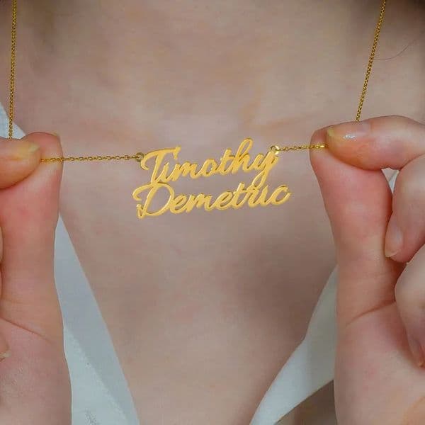 Custom Double Name Necklace Personalized 925 Sterling Silver 18k Gold Plated Couple Nameplate Jewelry Birthday Gift 250821