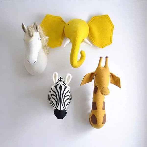 Ins Nordic Style Cute 3D Animal Wall Art Hanging Stuffed Toy Animal Head Wall Decor for Kids Room Birthday Wedding Gift Kid Room 250823BJ