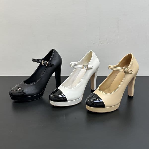 Classic Mary Jane chunky heel Platform Pumps party shoes buckle Ankle Strap Evening heels Patchwork colour women's Luxury Designers factory footwear with box