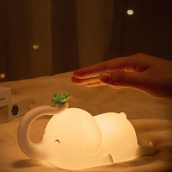 Children Silicone Night Light Cute Elephant Baby Dimmable Timed Sleeping Night Lamp for Bedside Bedroom Decoration Gift Birthday 250822BJ