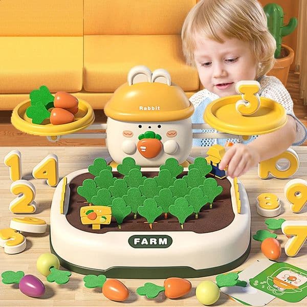 rens Intelligence 2-in-1 Carrot Pulling Digital Balance Toy Color Cognitive Matching Thinking Training Early Education Toy 250822BJ