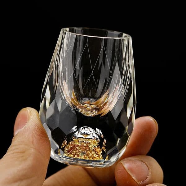 1/2/4/6pcs Crystal Glass Vodka Sake Shochu Bar Liqueur Gold Foil Glass Tea Cup Gift Hard Liquor Wine Glasses 15ml 250818