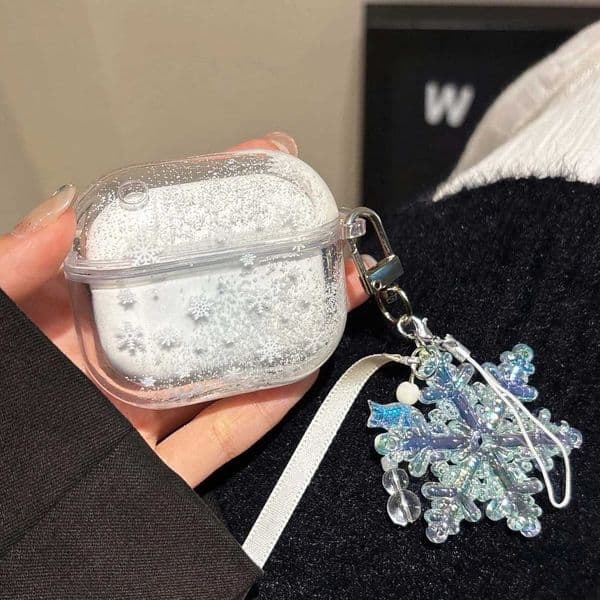 Ins glitter quicksand snowflake pendant crystal earphone case for wireless headset 4 3 2 1 pro 2nd wireless bluetooth charging box X250822
