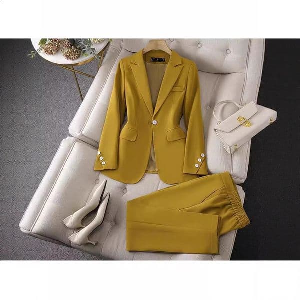 Blue High-End Womens Suit Set Spring Autumn New Early Spring Workplace Interview Formal Business Suit Jacket 240812