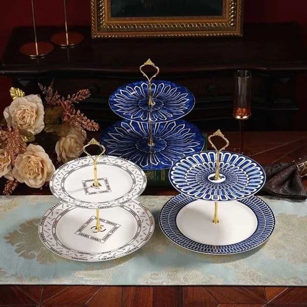 Ceramic Cake Plate Stand for Wedding Party Birthday Dessert Fruit Vegetable Storage Rack Durable Dinnerware