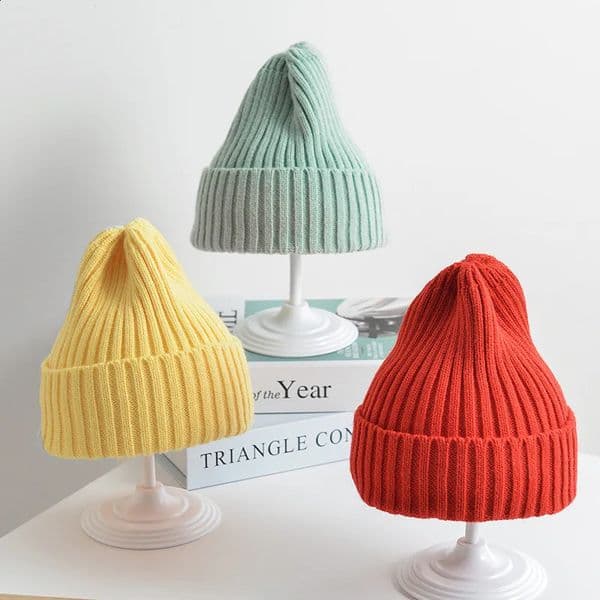 Baby Kids Ribbed Knitted Beanie Hats For Girls Boys Casual Toddlers Windproof Cap 6M4Years Pography Props Accessories 250822BANJIA