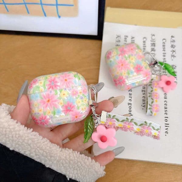 Colorful ins flower 3D pendant imd earphone case wireless bluetooth charging box for wireless headset 3 4 2 1 pro 2nd cover X250822