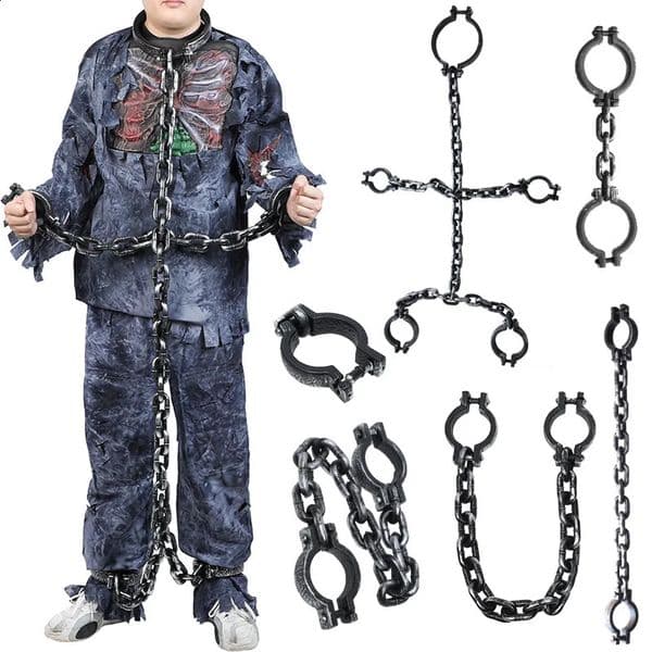 1Set Halloween Chains Haunted House Horror Props Home Decoration Prisoner Costume Cosplay Accessories Plastic Link 250820BANJIA