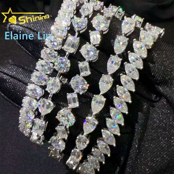 on Sale Pass Tester Sier Hip Hop Lad Dia Jewelry VVS Moissanite Custom Tennis Chain Bracelet