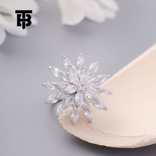 TB BHULAMTE Designer Shining Micro All Diamond Three Layer Ice Crystal Snow Ring Suitable Women's Fashion Ins High End Accessories Luxury Jewelry Free Shipping