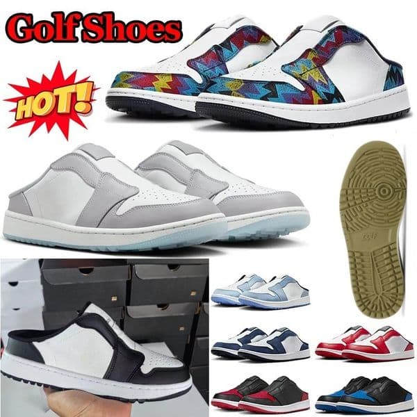 Designer 1S Low Mule Golf Bred Wolf Grey 1S Sandals Unisex Slippers Running Shoes Midnight Navy Men Flip Flops Women Casual Shoes