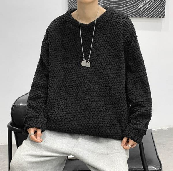 357 Round Neck Sweatshirt for Men Spring and Autumn Style Loose Solid Color thumbnail 2