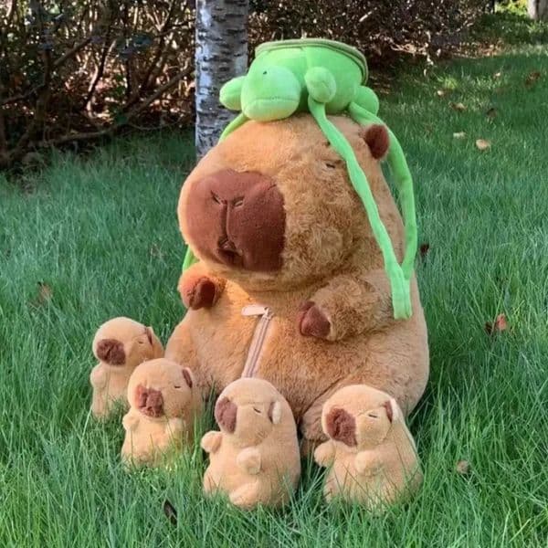 Capybara Plush Toy Set Mommy with 4 Little Capibaras Capibala Plushie Dolls Stuffed Animal Pillow Turtle Backpack Car Decor 250825 W260306