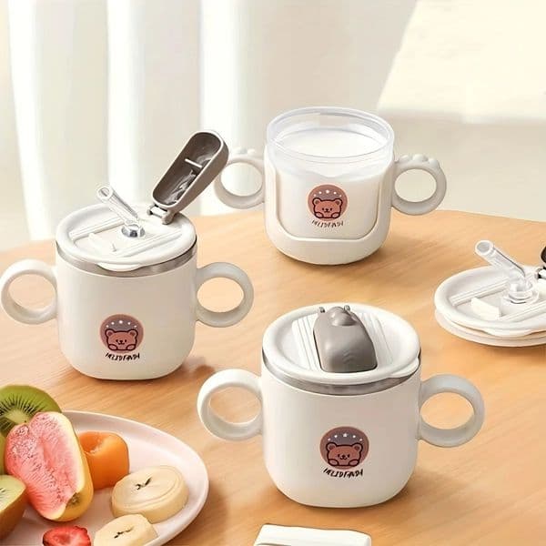 WORTHBUY 250ML Mini 316 Stainless Steel Mug Children Insulated Water Cup Tumbler With Straw Handle Cute Sealed Milk Coffee 250825BJ