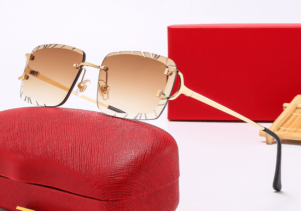 for woman sunglasses man sun designer glasses Fashion Frameless Rectangle Coating Buffalo Horn Sunglass UV400 Wooden Mens With box thumbnail 2