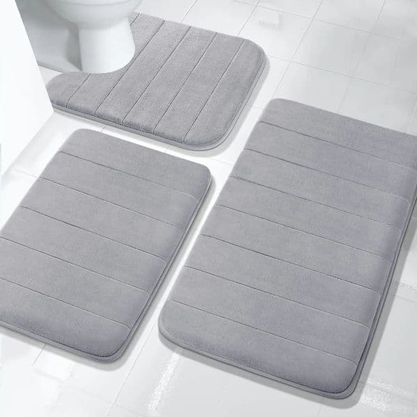 3Pc Sets Bath Mats Non Slip Memory Foam Bathroom Soft Rugs Water Absorption Dry Fast Mat Machine Washable For Home Floor 250825