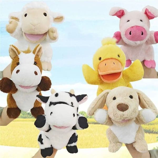 Christmas Movable Open Mouths Plush Animal Puppets Cow Duck Pig Stuffed Animal Stuffed Hand Doll Storytelling Hand Doll Teaching 250825BJ