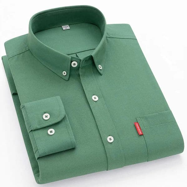 5XL Mens Oxford Long Sleeve Shirts 100% Cotton Solid Color Turn Down Collar Regular Fit Daily Men Clothing Buttondown 250825BJ