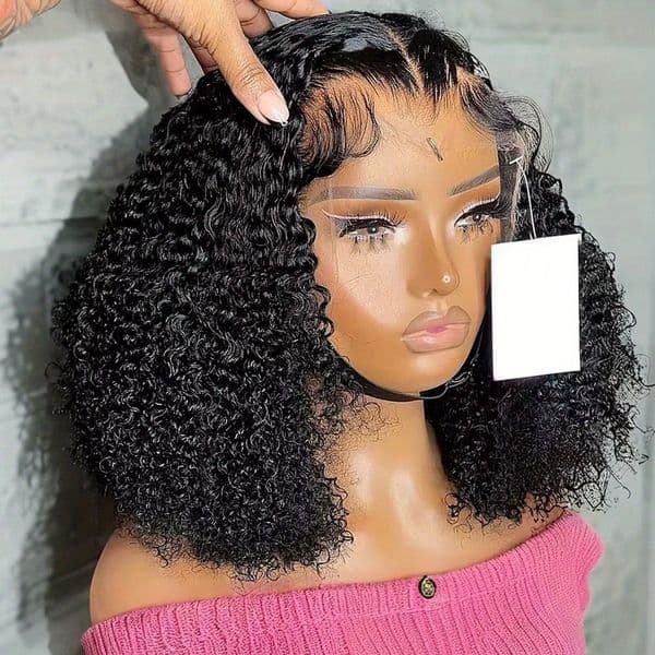 Short Bob Wig 13x6 HD Lace Frontal Wig Curly Human Hair Wig Water Wave 13x4 HD Lace Frontal Wig Wear And Go Synthetic For Women On Sale