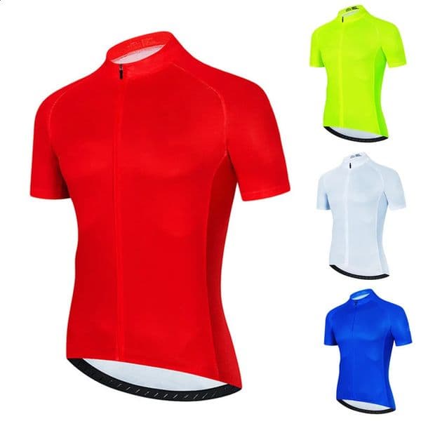 Solid Color Summer Men Short Sleeves Cycling Jersey Polyeste Clothing Quick Dry MTB Bicycle Mallot Ciclismo Shirts Bike Clothes 250822