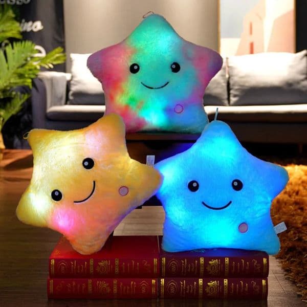 Game And Toy 34Cm Creative Toy Luminous Pillow Soft Stuffed Plush Glowing Colorful Stars Cushion Led Light Toys Gift stuff animal For Kids Children Girls Desi