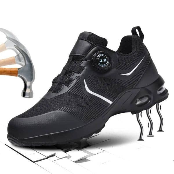 Designer Shoes Rotary Button Safety Shoes Men Steel Toe Sneakers Puncture Proof Work Safety Boots Air Cushion Sport Work Shoes Anti Smash Boots
