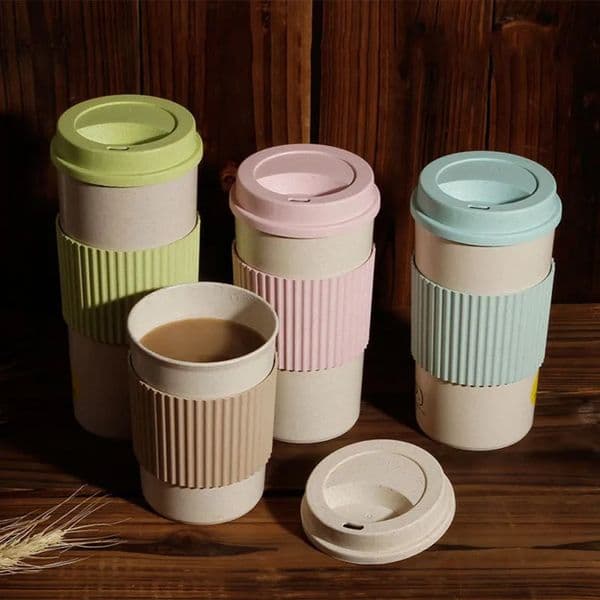 350450550ml Wheat Straw Coffee Cup Portable High Temperature Resistant Water With Lid Reusable EcoFriendly Travel Mug 250825
