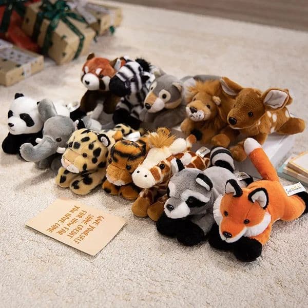 22cm Mini Stuffed Forest Animals Bulk Jungle Animal Lovely Toys Lion Tiger Fox Deer Zebra Plush for Birthday Gift 250825BJ