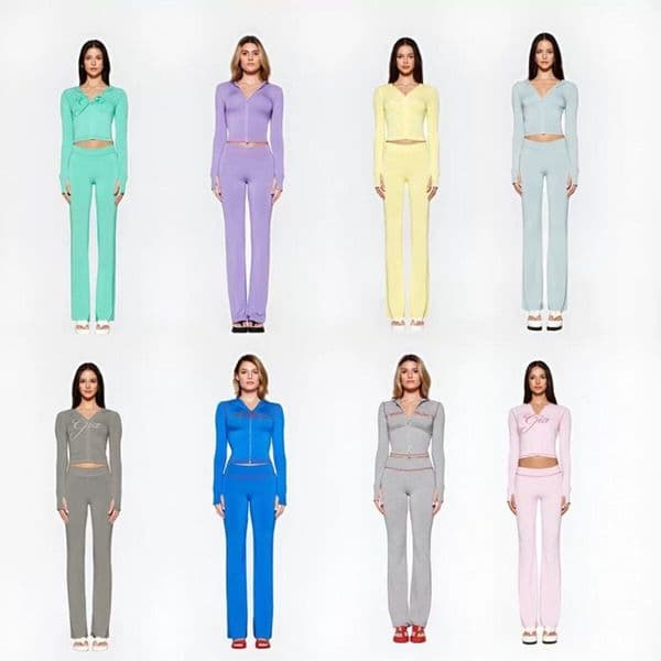 Designer Women's Tracksuit Fitness Women 2 Piece Set Zipper Fly Hooded Crop Jacket Casual Jogging Pants Matching Set