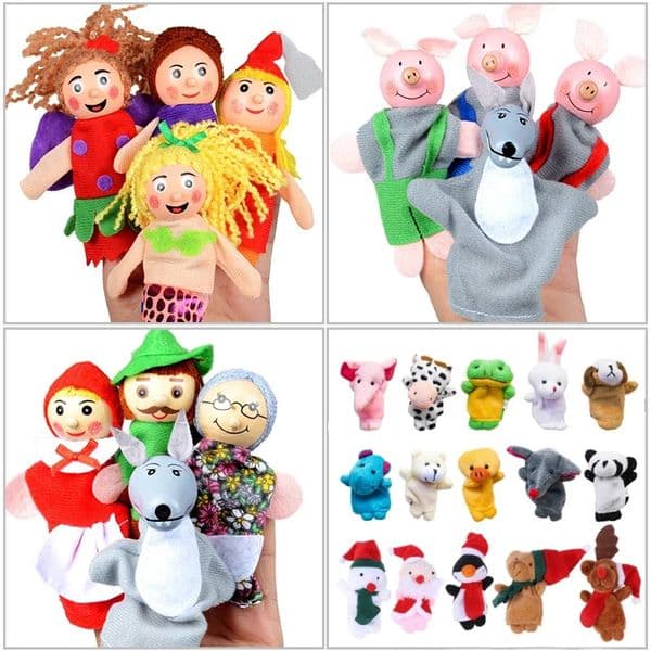 Finger Puppets Set Baby Animals Duck Plush Doll Hand Cartoon Family Hand Puppet Cloth theater Educational Toys for Kids Gifts 250825BJ