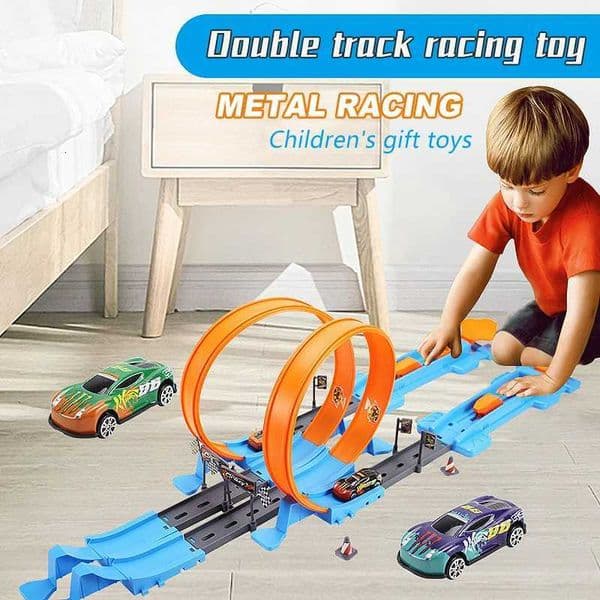 2026 New Kids Double Wh Model Track Toys DIY Assembled Kits Catapt Rail Car Racing Toy For Boys And Girls Gifts Toys