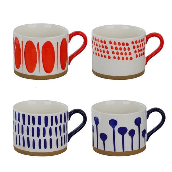 450ml RedBlue Hand Painted Ceramic Mug Nordic Style Coffee Cup with Handle leaf pattern Breakfast Oatmeal Couple Water 250825BJ