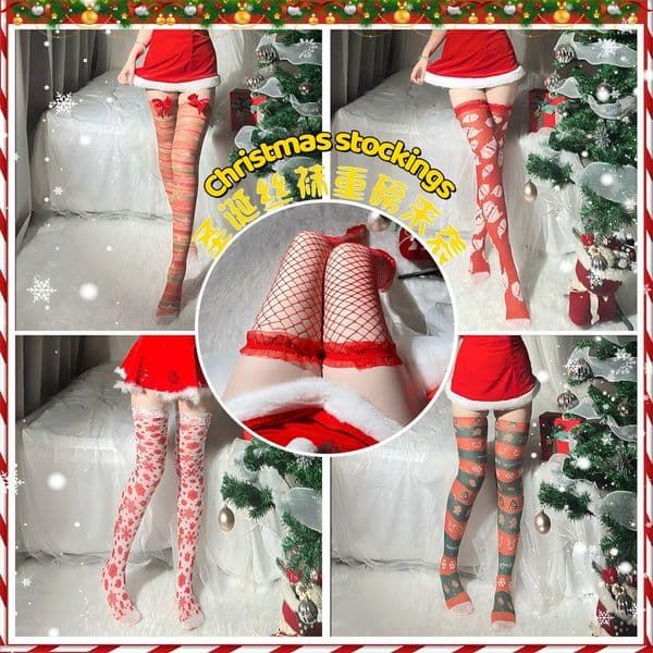 New Red Festive Stockings Sexy Christmas Stylish Ladies Womens Silk Stockings Nightclubs Pantyhose Elastic Long stocks Christmas Gifts