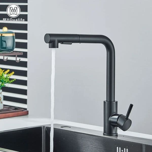Black Pull Out Kitchen Sink Faucet Two Model Stream Sprayer Nozzle Stainless Steel Cold Wate Mixer Tap Deck 250825