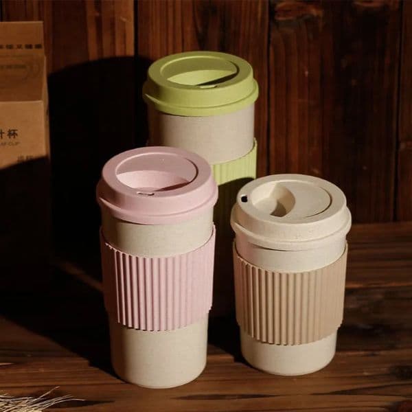 350450550ml Coffee Cups With Lids Wheat Straw Reusable Portable High Temperature Resistant Water Cup Mug Tea Travel 250825BJ