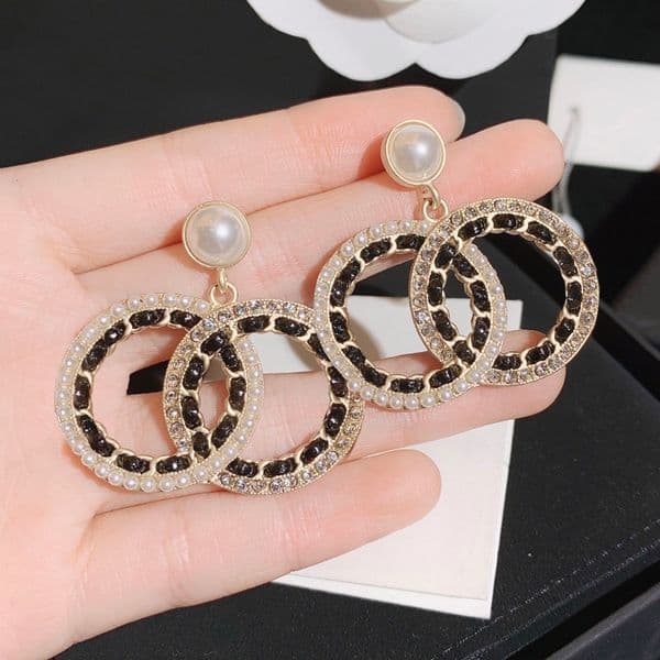 Ear Stud Earrings Crystal Pearl Eardrop Stainless Steel Designer Letter Earring Fashion Womens Elegance Wedding High Quality Stylish Jewelry