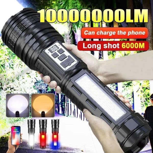 igh Power Flashlight Super Big Flashlight Rechargeable Most Strong LED Flash Light Long Range Torch Outdoor Built in Battery Y250826