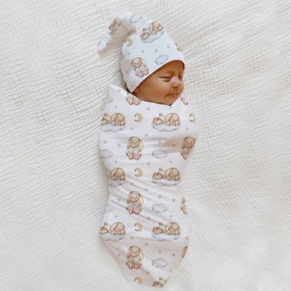 Ylsteed Bear Print born Pography Wrap Blankets Matching With Hats Infant Props Cartoon Picture Shoot Swaddle 250826