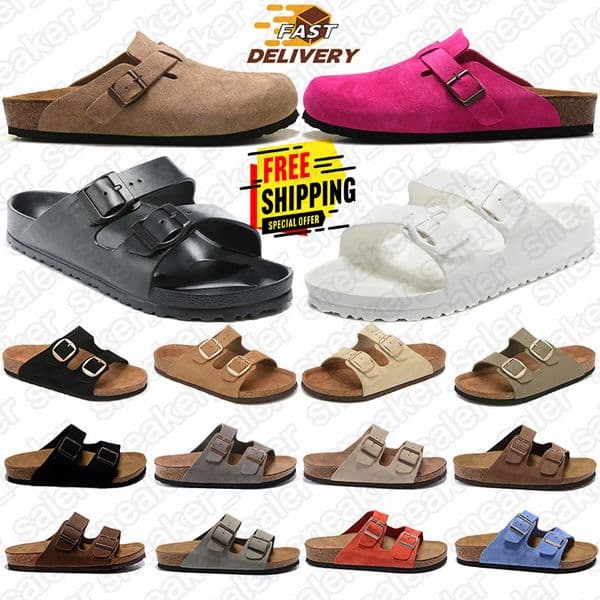brikenstocks designer slippers sandals slides boston soft clogs arizona Big Buckle eva mens womens suede black white outdoor slipper sandal new