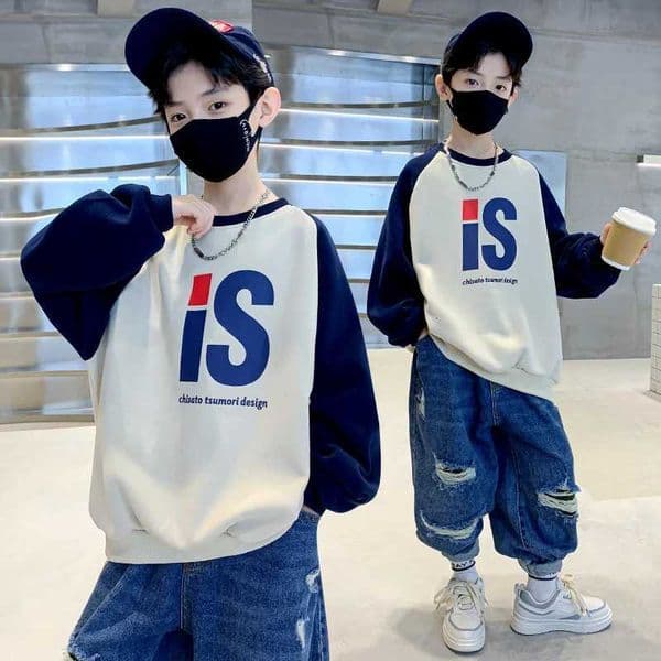 Korean Boy Outerwear Hoodie Sweatshirt Kids Long Sleeve Spring Autumn Pullover Top Children Letter Print Casual Clothing 514 Years Z250826
