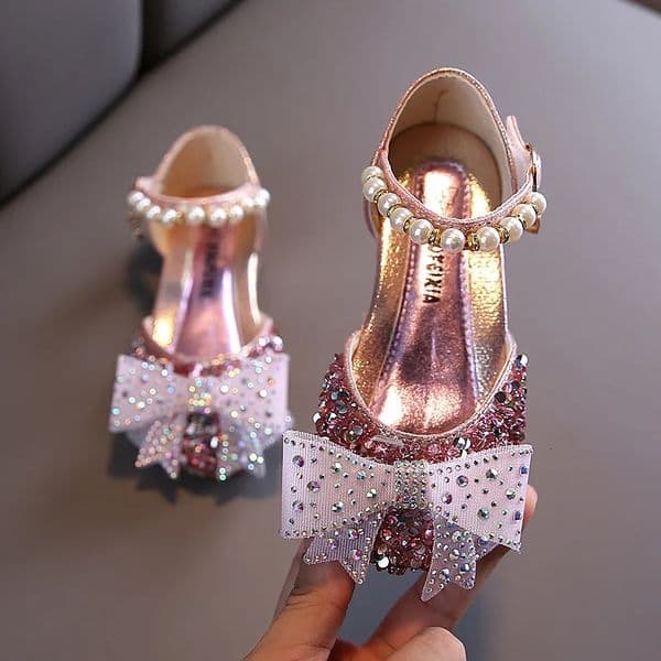 Summer kids shoes for Girls Sandals Fashion Sequins Rhinestone Bow Girls Princess Shoes soft bottom250825BJ
