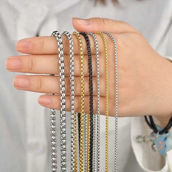 Endn Black Stainless Steel Chain Necklace Men Women Simple Round Box Chain Punk Hiphop Jewelry Choker Necklaces Diy AccoryXJ250826